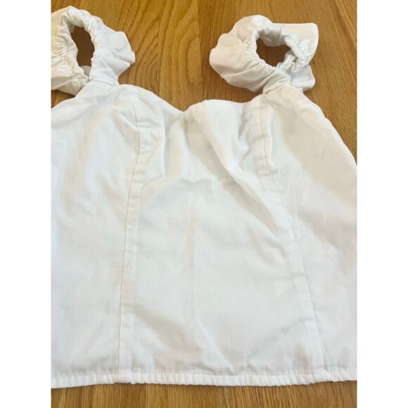 Abercrombie and fitch bubble strap white poplin top size XS corset cropped - Picture 3 of 10